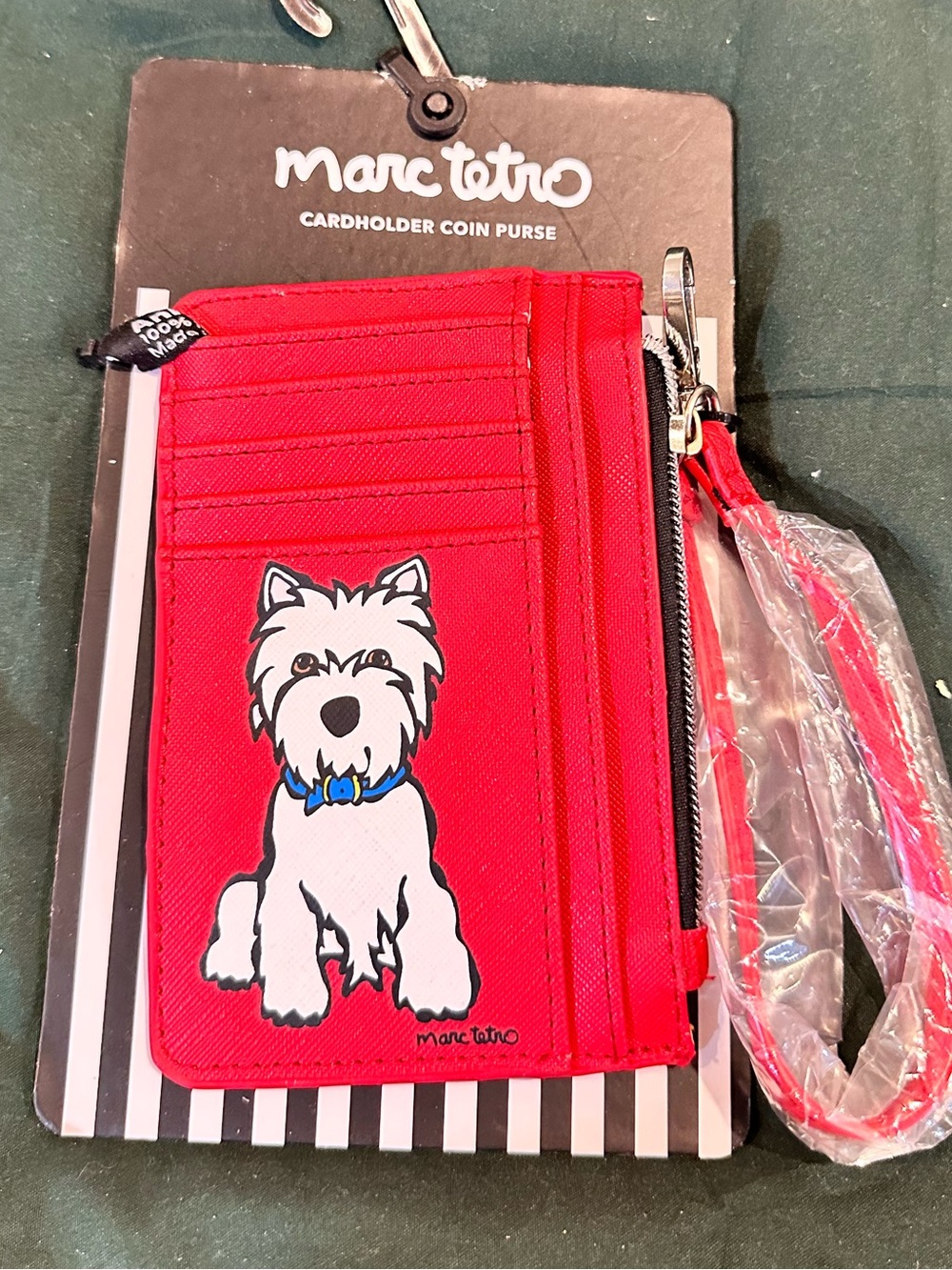 Marc Tetro Red Dog Cardholder & Coin Purse with Wrist Strap